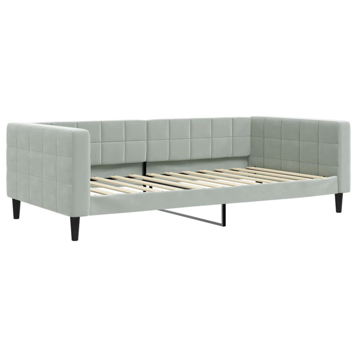 daybed med udtræk og skuffer 100x200 cm velour lysegrå