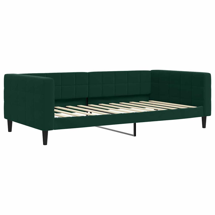 daybed med udtræk og skuffer 100x200 cm velour mørkegrøn