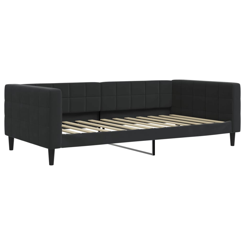 daybed med udtræk og skuffer 100x200 cm velour sort