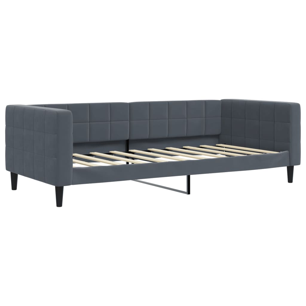 daybed med udtræk og skuffer 90x190 cm velour mørkegrå