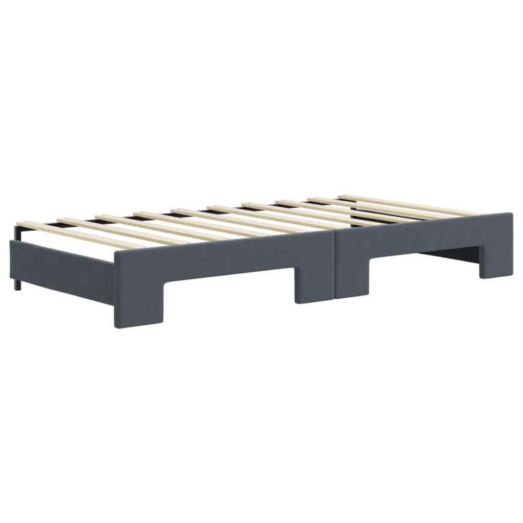 daybed med udtræk og skuffer 90x190 cm velour mørkegrå