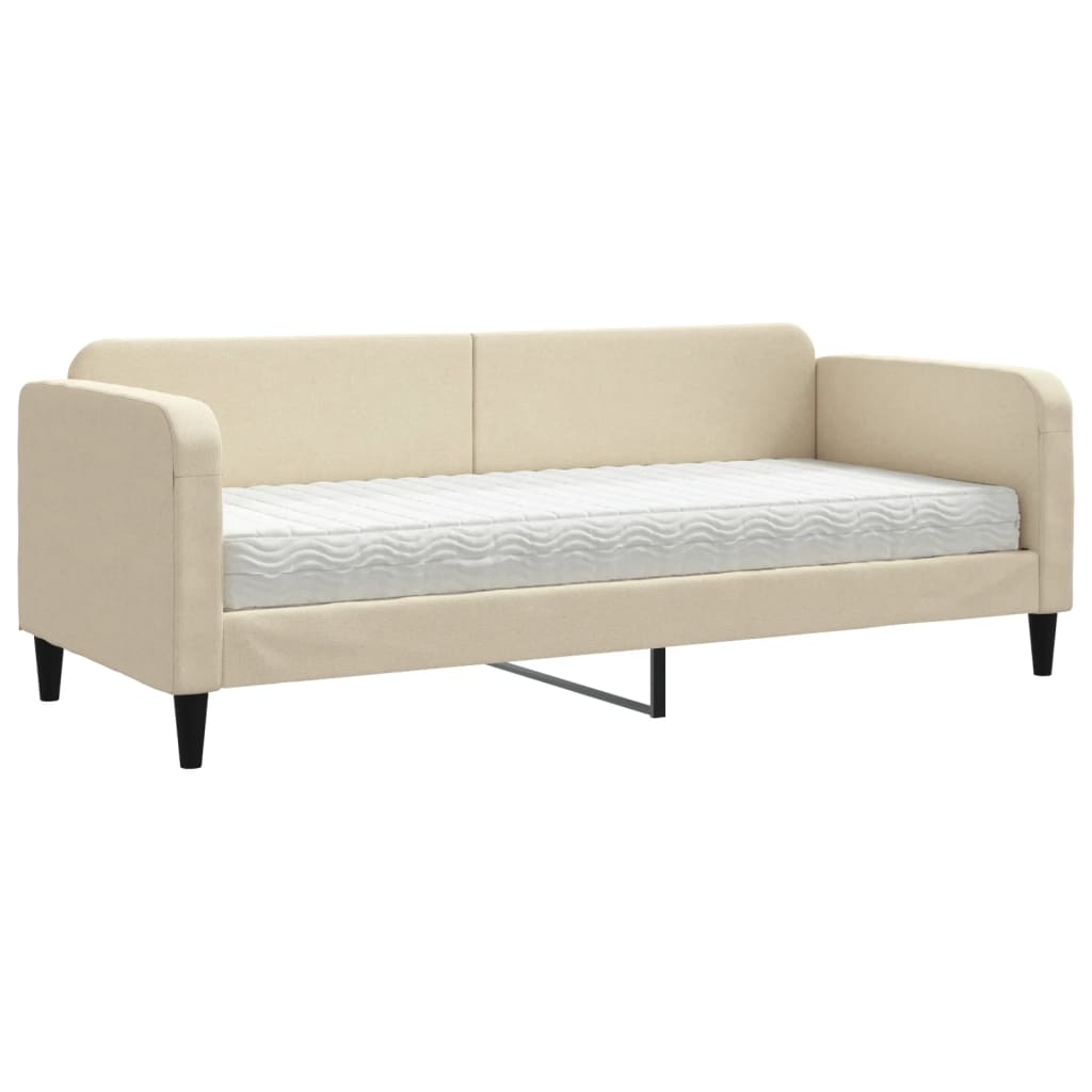 daybed med madras 80x200 cm stof cremefarvet