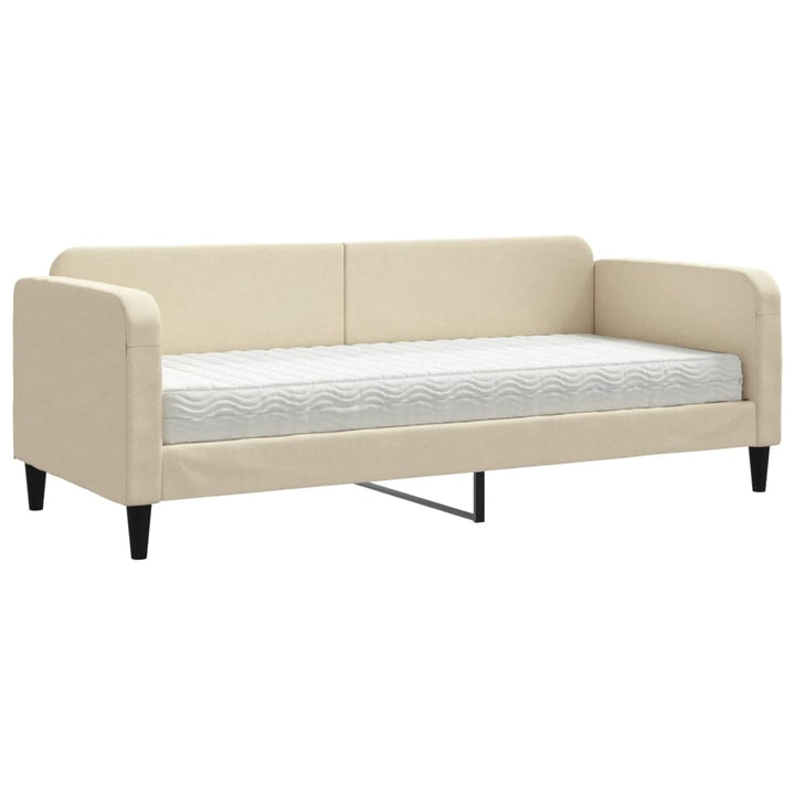 daybed med madras 80x200 cm stof cremefarvet