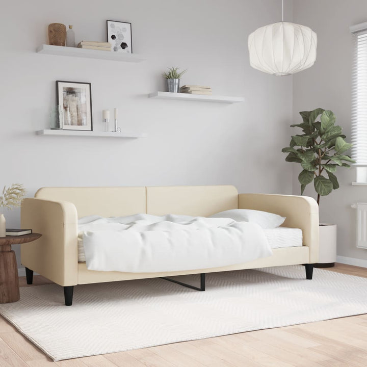 daybed med madras 80x200 cm stof cremefarvet