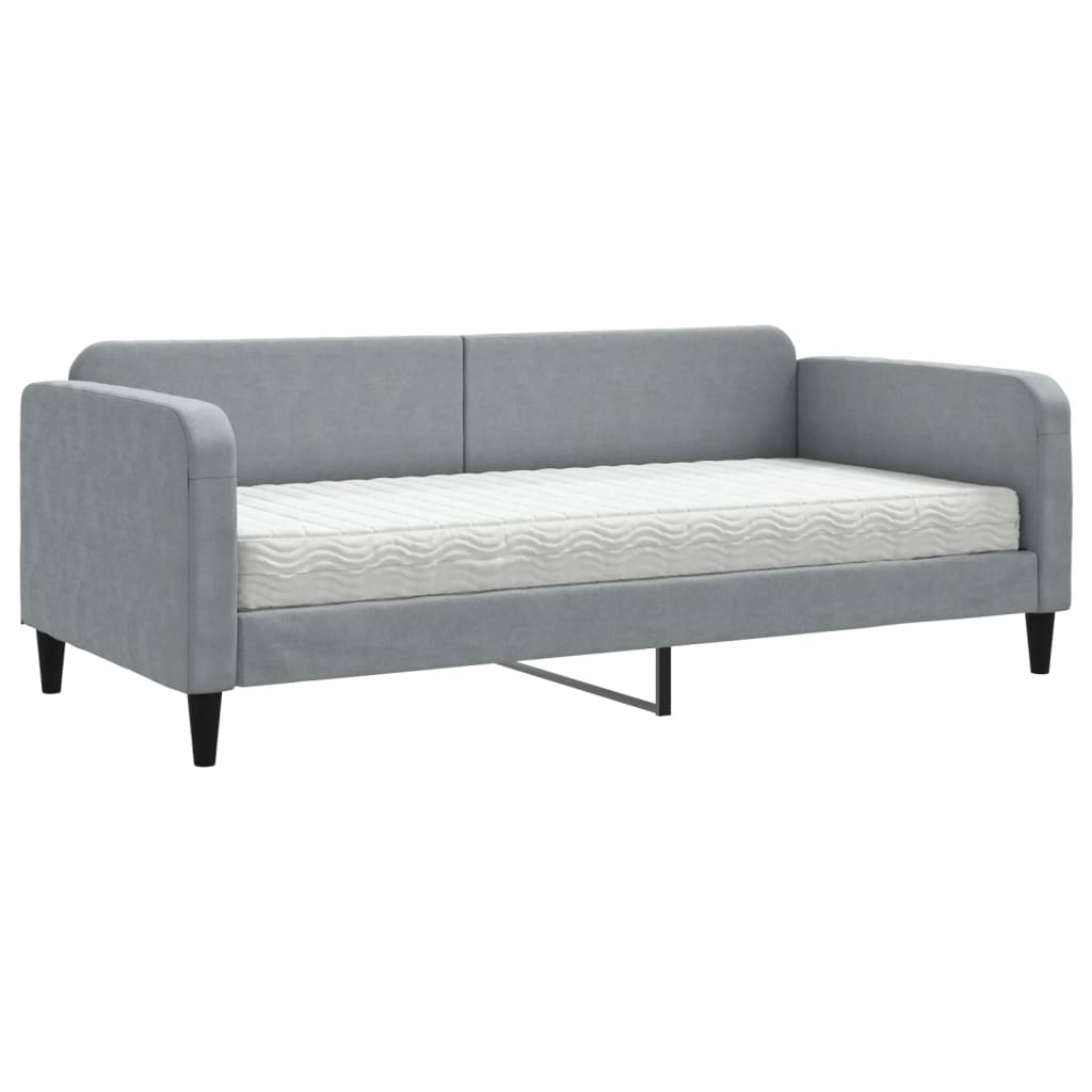 daybed med madras 90x200 cm stof lysegrå