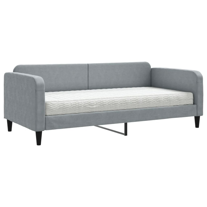 daybed med madras 90x200 cm stof lysegrå