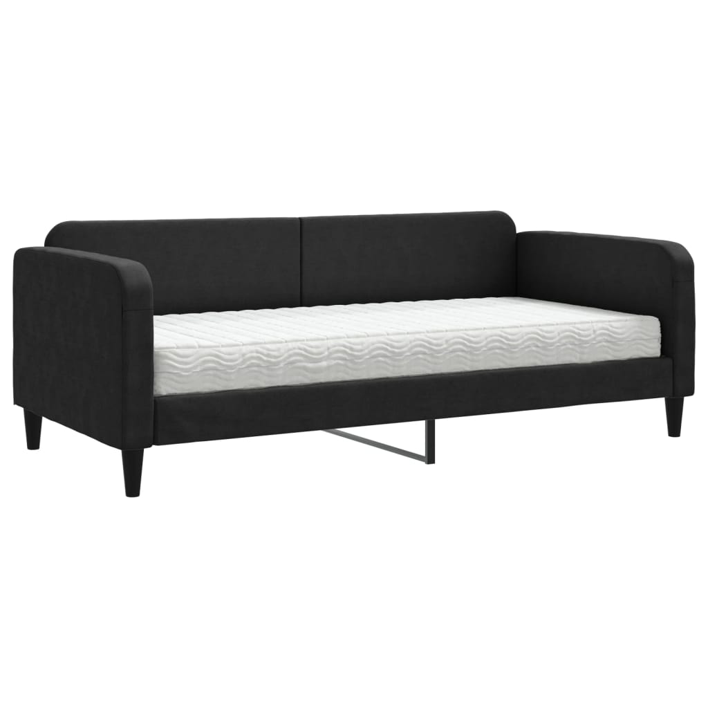 daybed med madras 90x200 cm stof sort