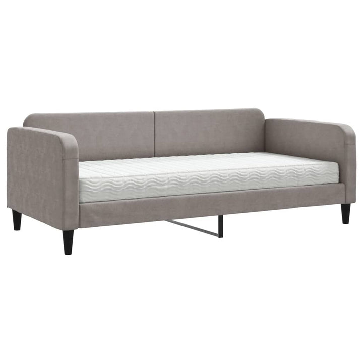 daybed med madras 90x200 cm stof gråbrun