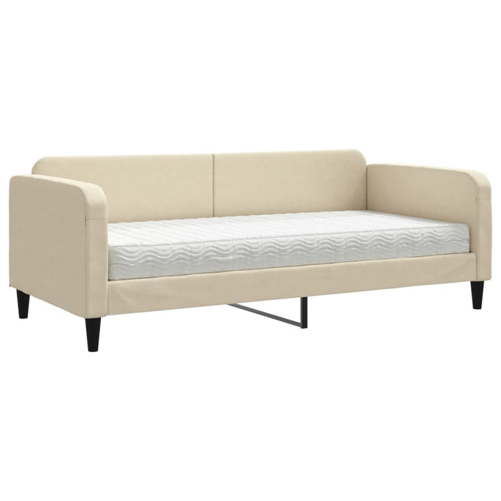 daybed med madras 90x200 cm stof cremefarvet