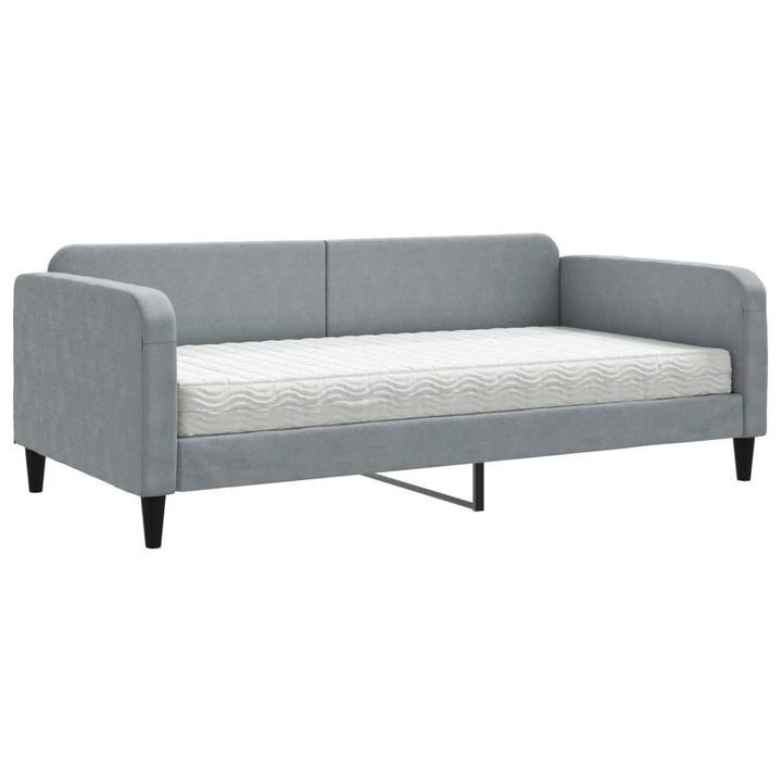 daybed med madras 100x200 cm stof lysegrå