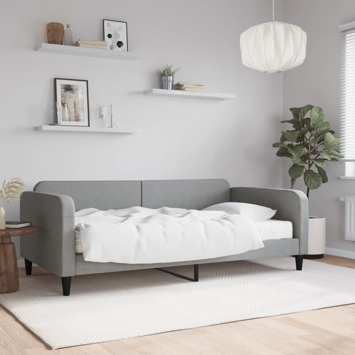 daybed med madras 100x200 cm stof lysegrå