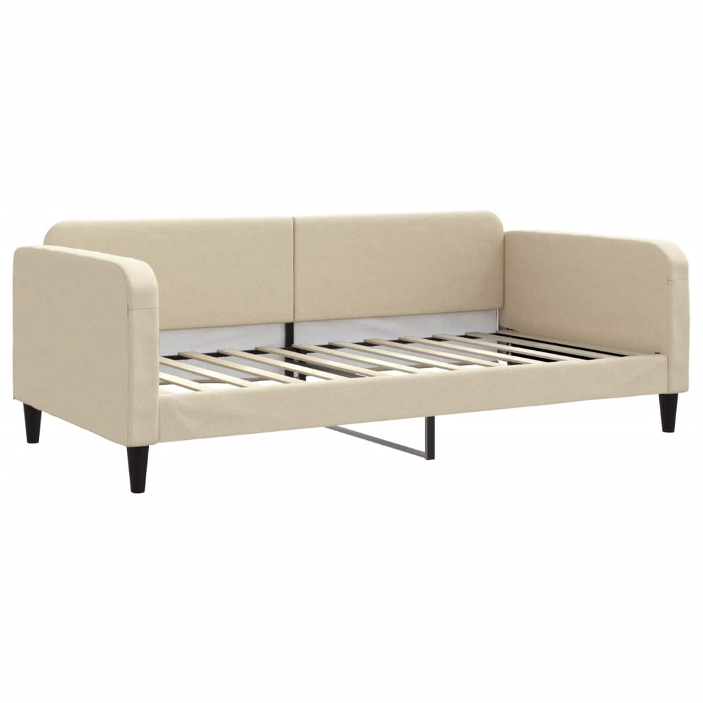 daybed med madras 100x200 cm stof cremefarvet