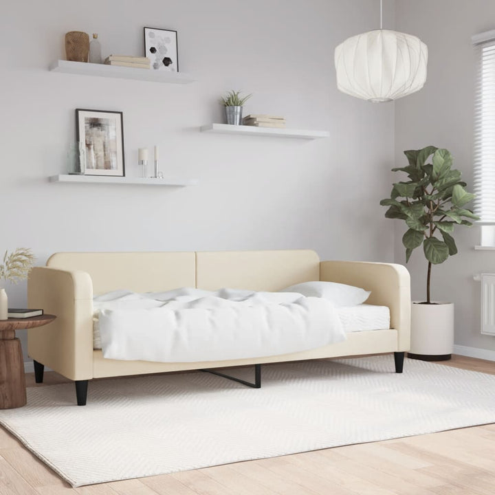 daybed med madras 100x200 cm stof cremefarvet