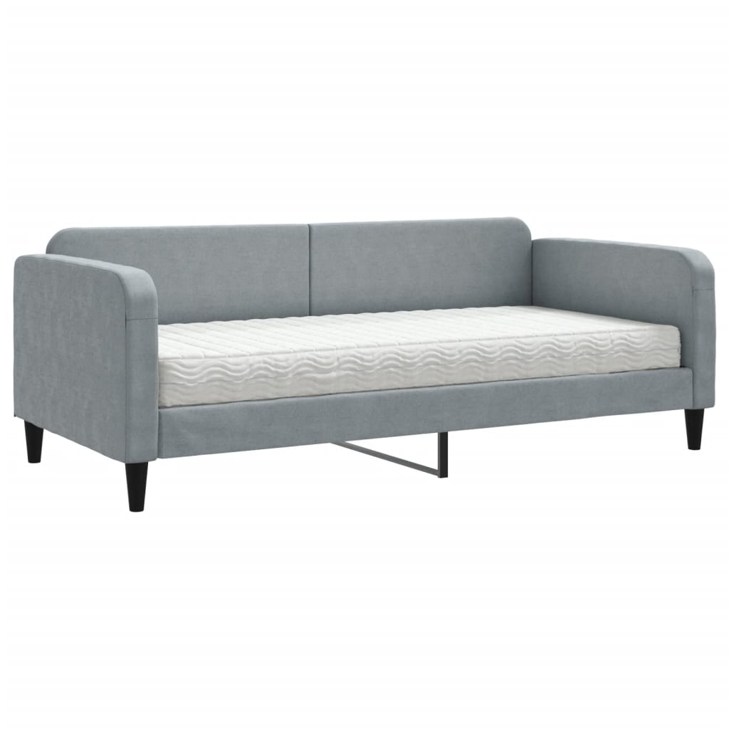 daybed med madras 90x190 cm stof lysegrå