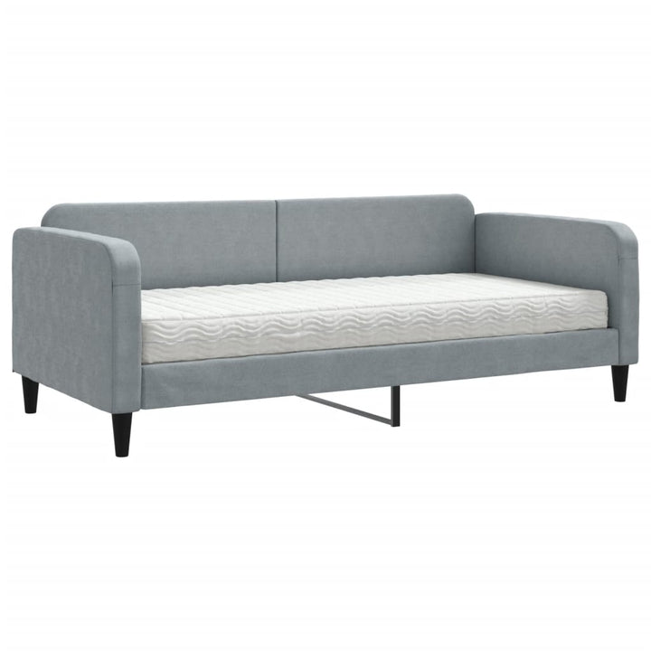 daybed med madras 90x190 cm stof lysegrå