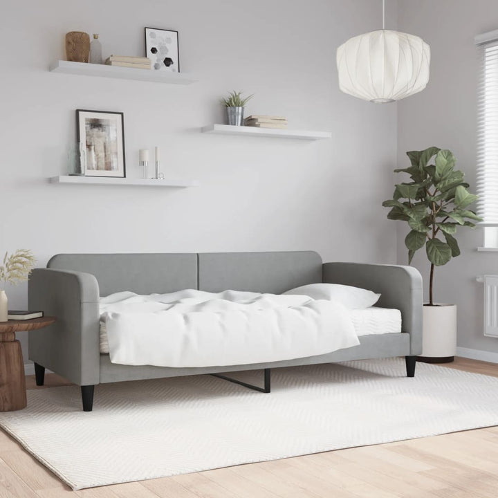daybed med madras 90x190 cm stof lysegrå