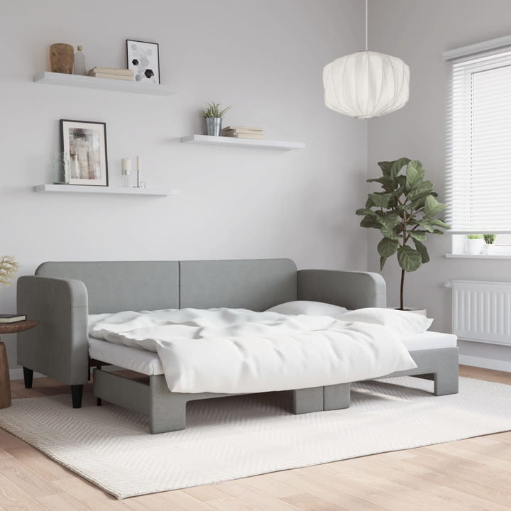 daybed med udtræk 80x200 cm stof lysegrå