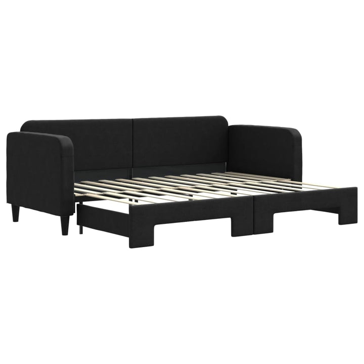 daybed med udtræk 80x200 cm stof sort