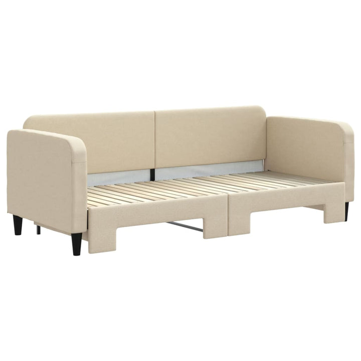 daybed med udtræk 80x200 cm stof cremefarvet