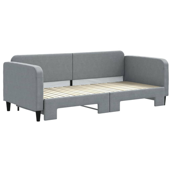 daybed med udtræk 90x200 cm stof lysegrå