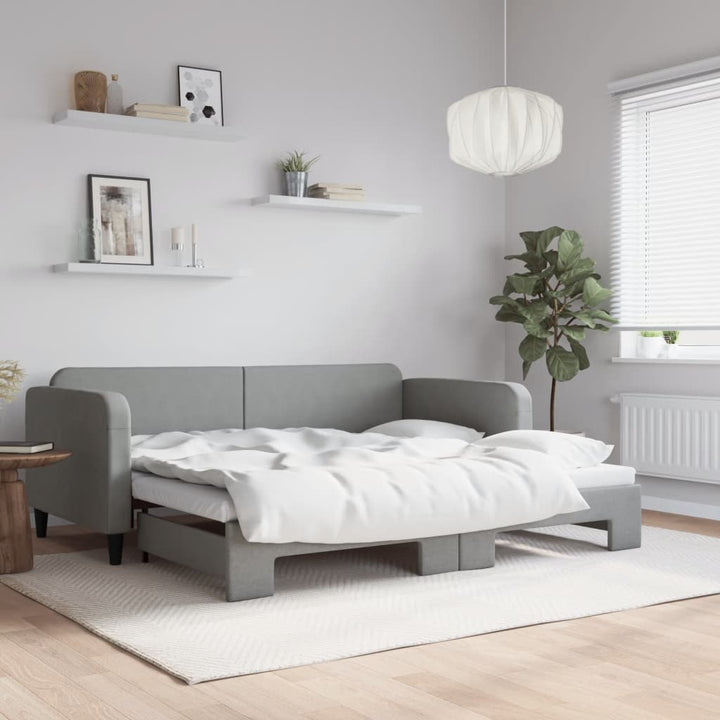 daybed med udtræk 90x200 cm stof lysegrå
