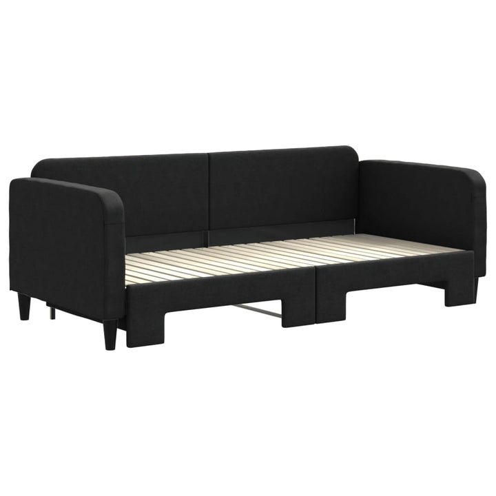 daybed med udtræk 90x200 cm stof sort