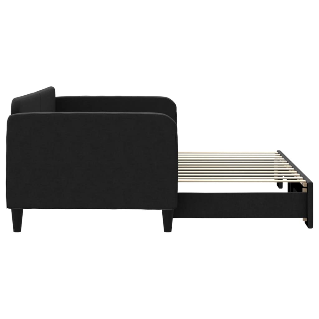 daybed med udtræk 90x200 cm stof sort