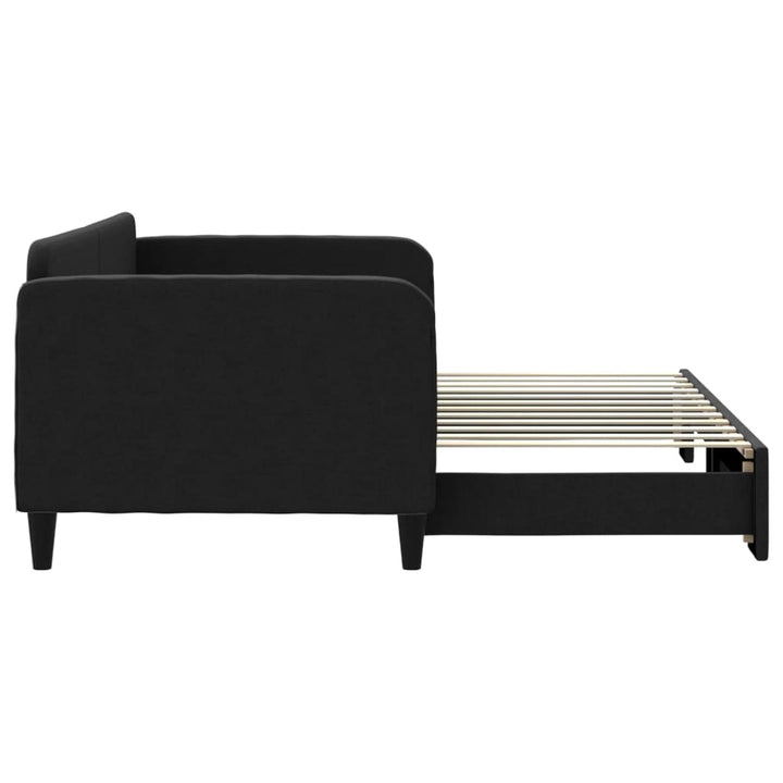 daybed med udtræk 90x200 cm stof sort