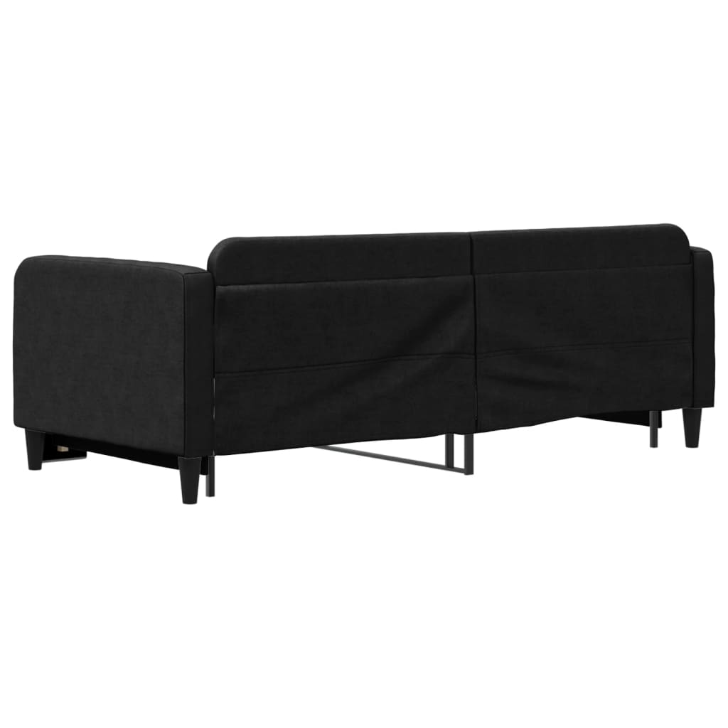 daybed med udtræk 90x200 cm stof sort