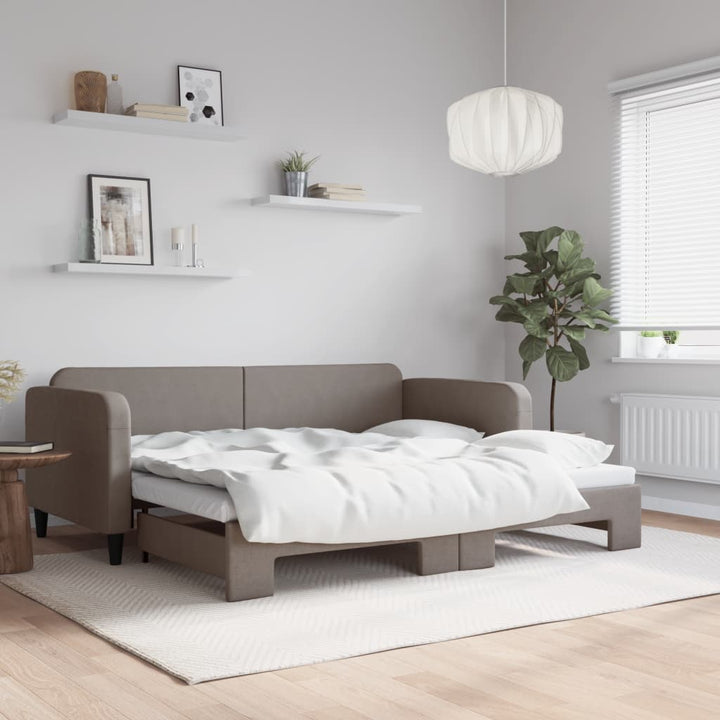 daybed med udtræk 90x200 cm stof gråbrun