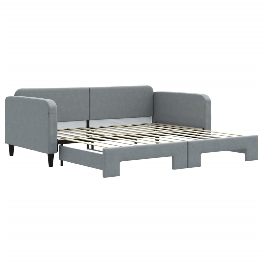 daybed med udtræk 100x200 cm stof lysegrå