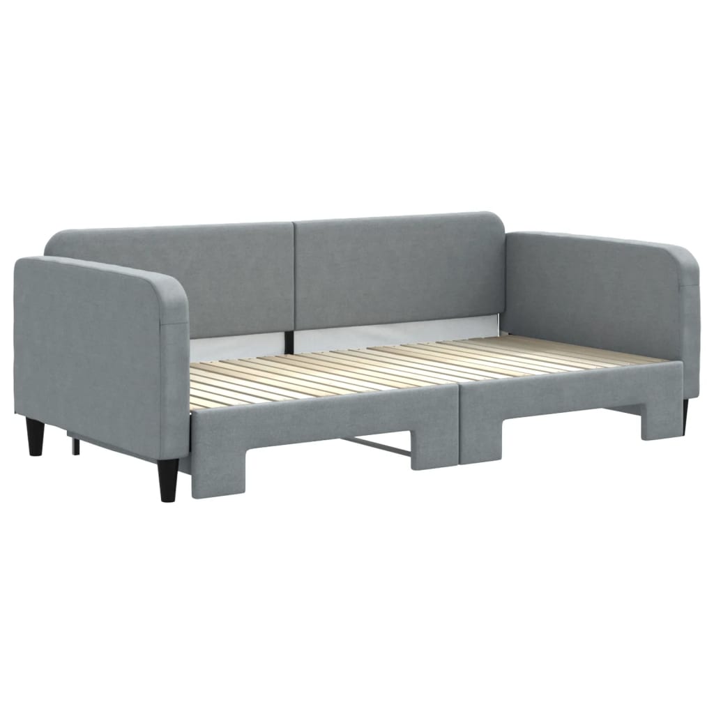 daybed med udtræk 100x200 cm stof lysegrå