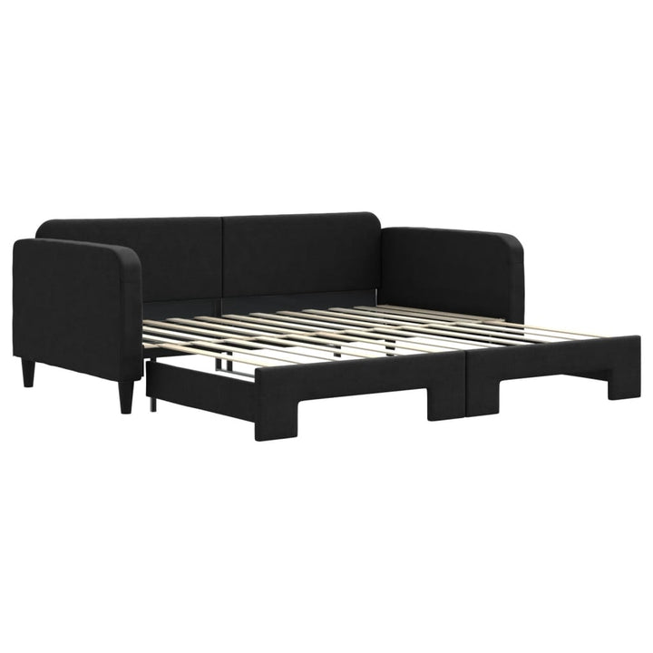 daybed med udtræk 100x200 cm stof sort
