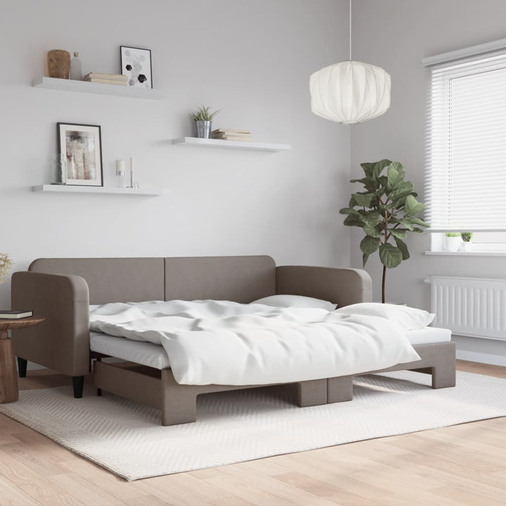 daybed med udtræk 100x200 cm stof gråbrun