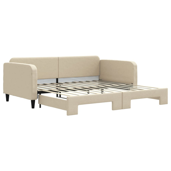 daybed med udtræk 100x200 cm stof cremefarvet