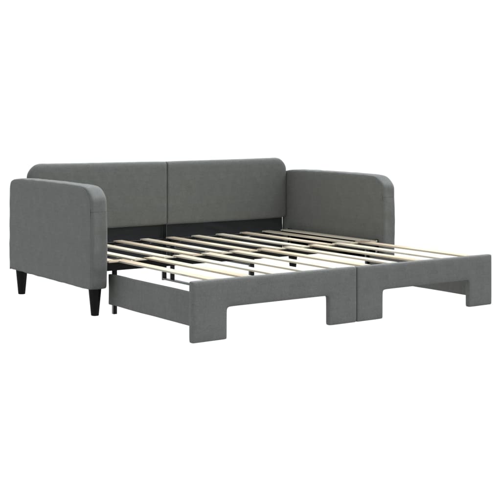 daybed med udtræk 90x190 cm stof mørkegrå