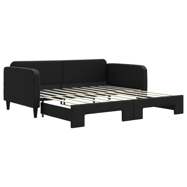 daybed med udtræk 90x190 cm stof sort