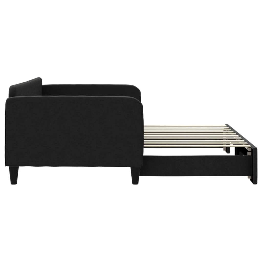 daybed med udtræk 90x190 cm stof sort