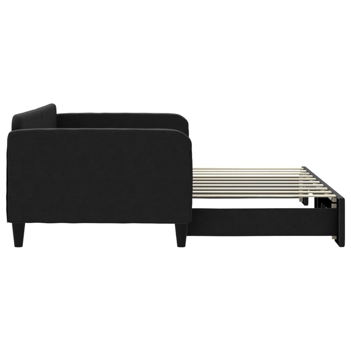 daybed med udtræk 90x190 cm stof sort