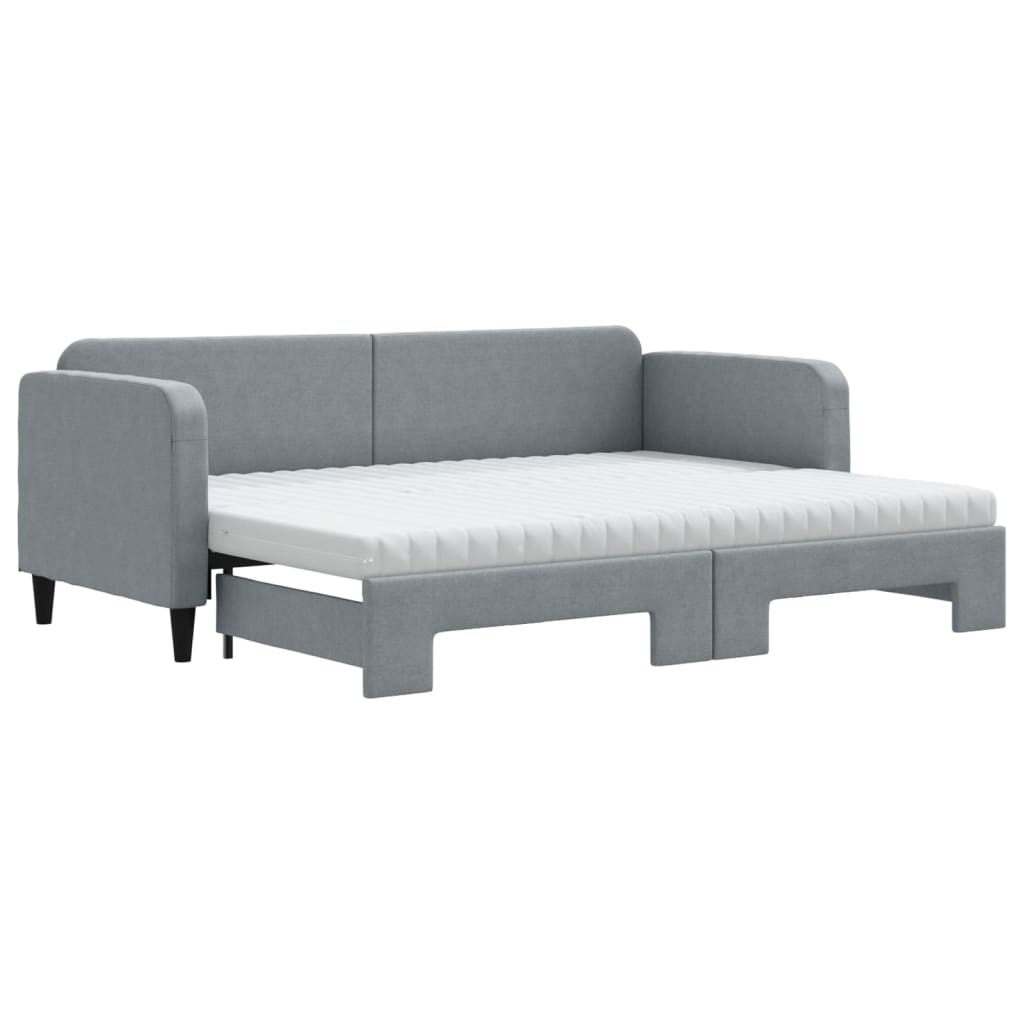 daybed med udtræk og madras 80x200 cm stof lysegrå