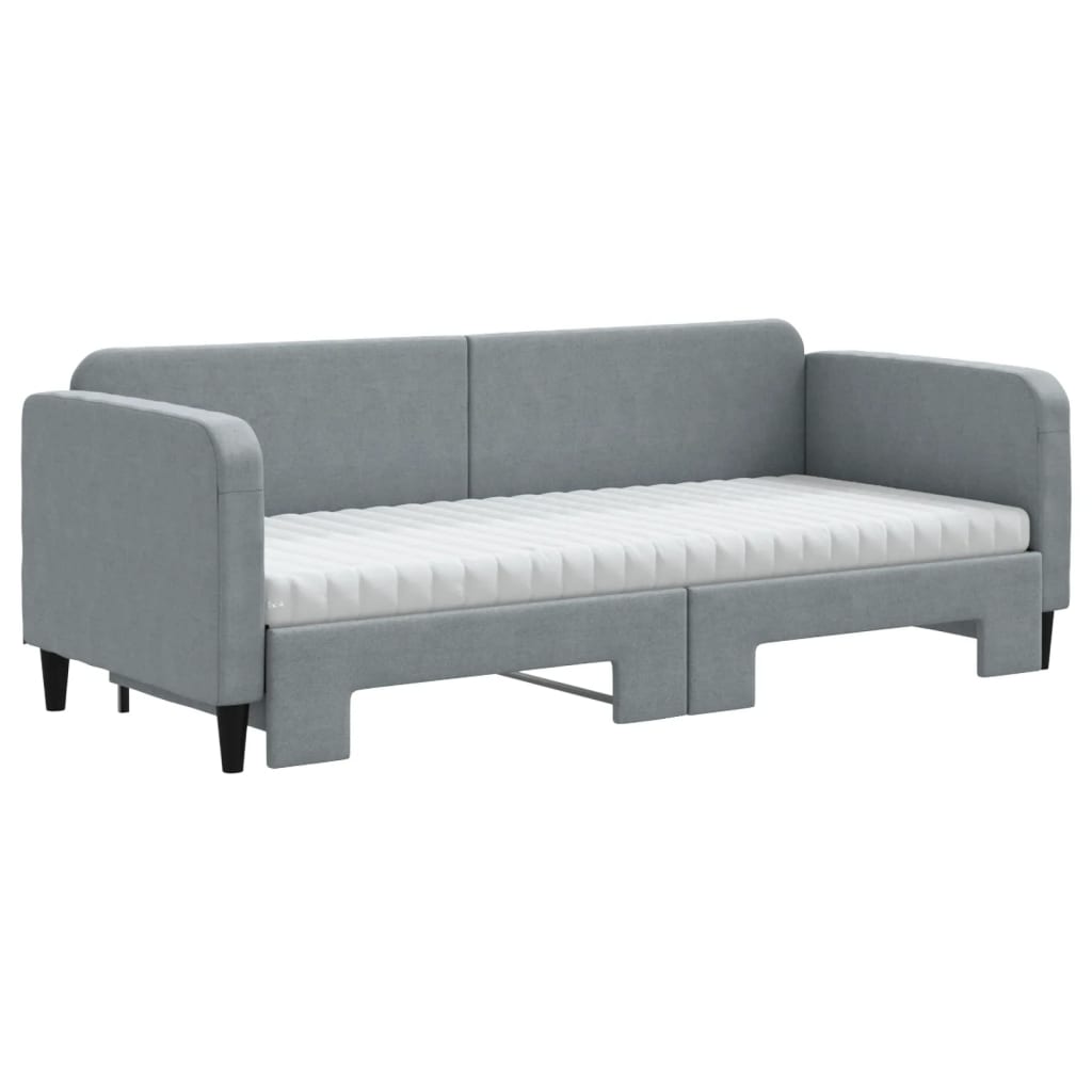 daybed med udtræk og madras 80x200 cm stof lysegrå