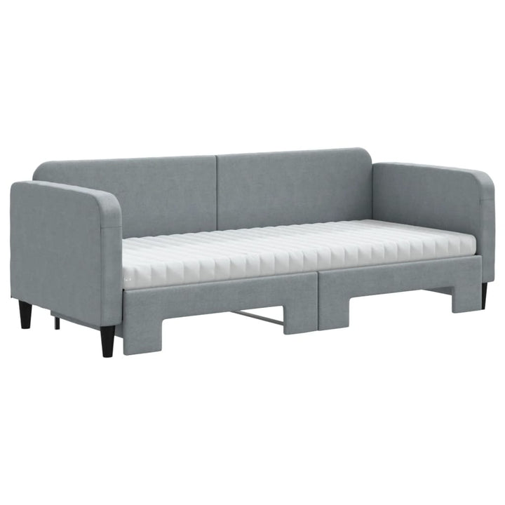 daybed med udtræk og madras 80x200 cm stof lysegrå