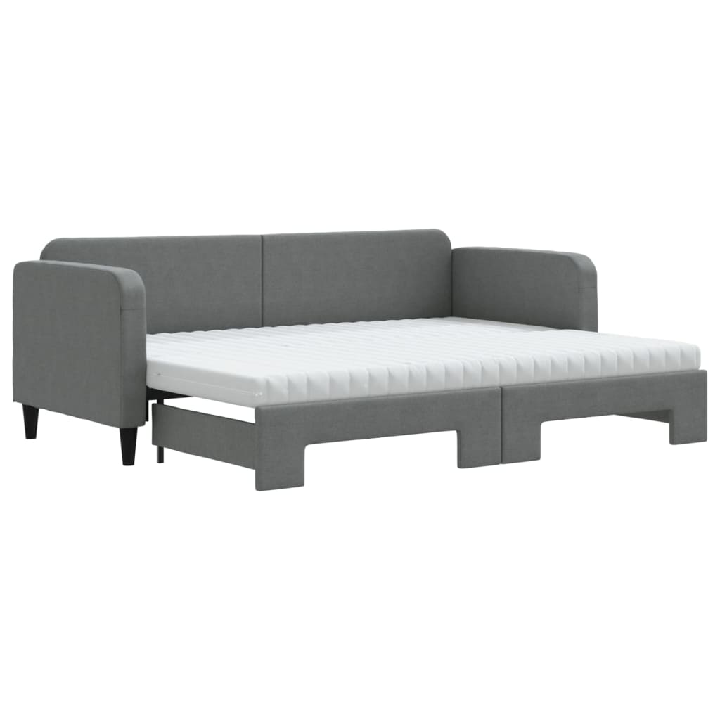 daybed med udtræk og madras 80x200 cm stof mørkegrå