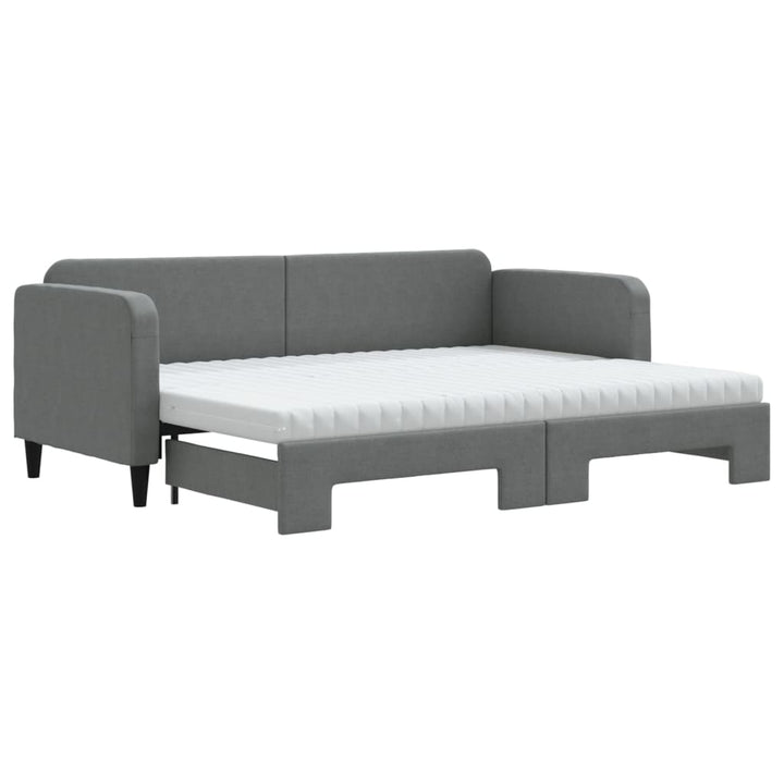 daybed med udtræk og madras 80x200 cm stof mørkegrå