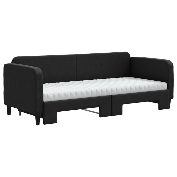 daybed med udtræk og madras 80x200 cm stof sort