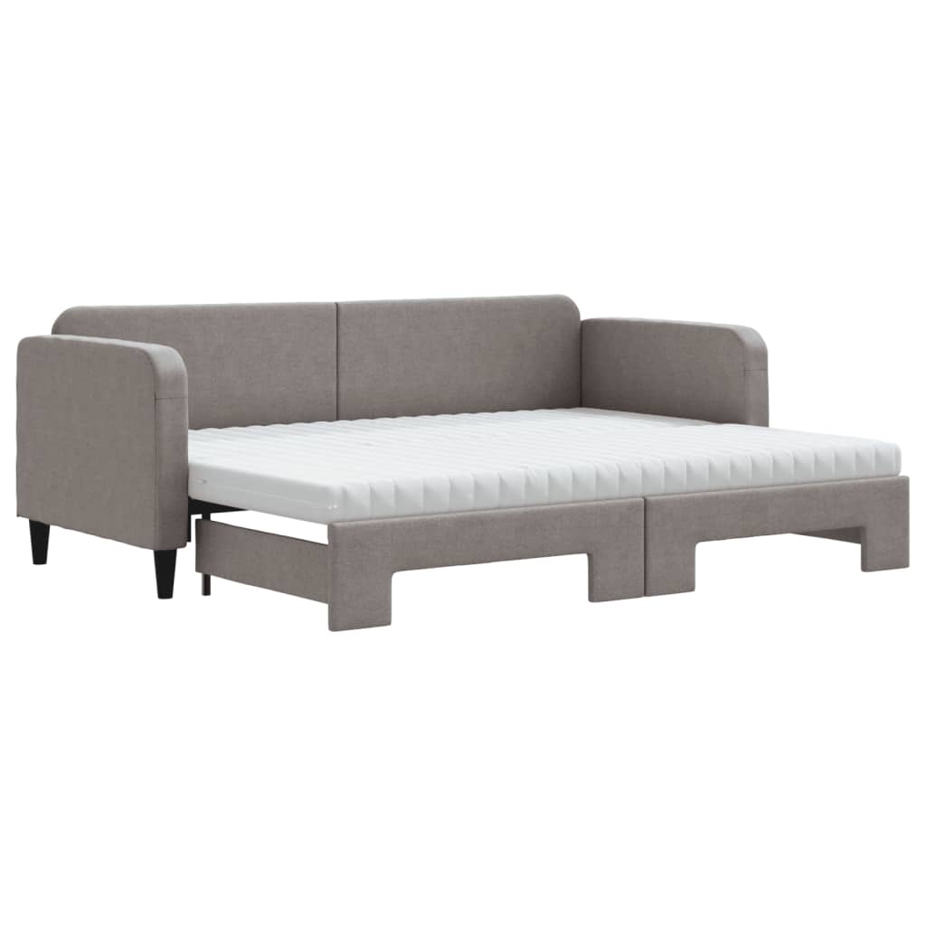 daybed med udtræk og madras 80x200 cm stof gråbrun