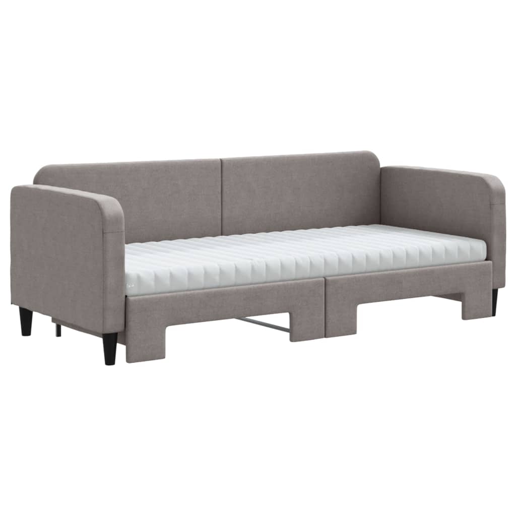 daybed med udtræk og madras 80x200 cm stof gråbrun