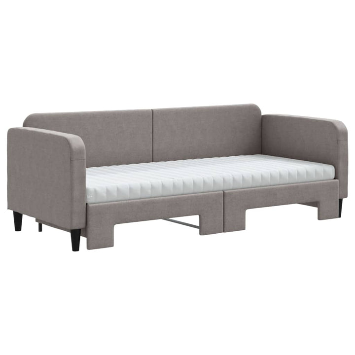 daybed med udtræk og madras 80x200 cm stof gråbrun