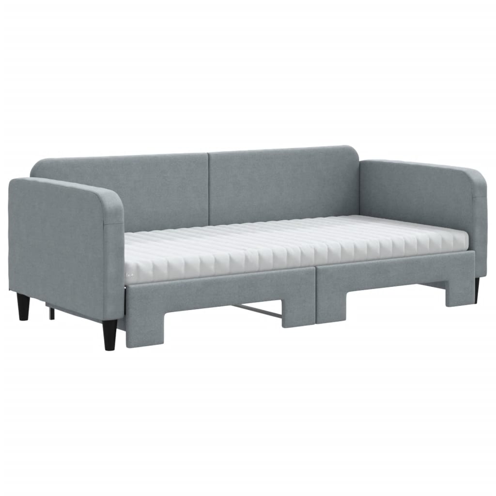 daybed med udtræk og madras 90x200 cm stof lysegrå