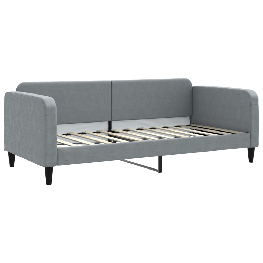 daybed med udtræk og madras 90x200 cm stof lysegrå